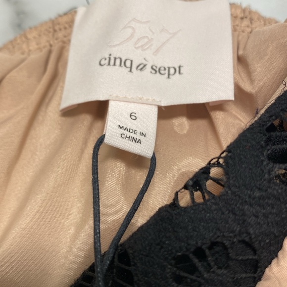 NWT cinq a sept Black Dress w/ tan lining. - Picture 11 of 12